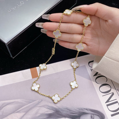 [Luxora]CLOVER 10 MOTIFS WHITE MOTHER OF PEARL NECKLACE