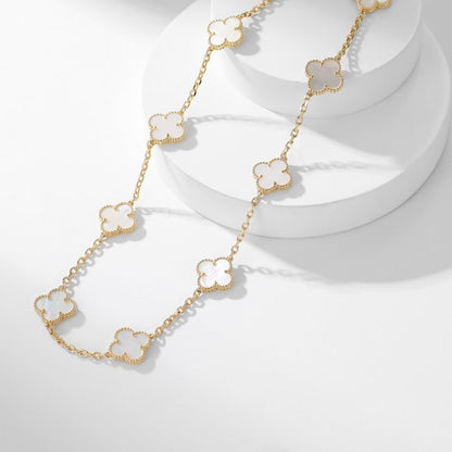 [Luxora]CLOVER 10 MOTIFS WHITE MOTHER OF PEARL NECKLACE