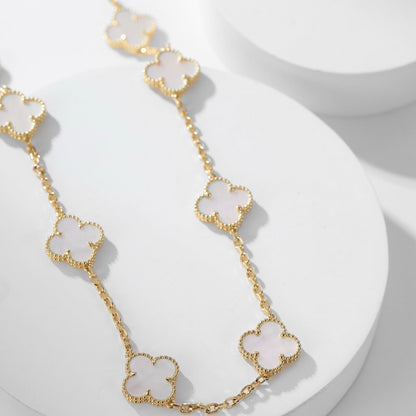 [Luxora]CLOVER 10 MOTIFS WHITE MOTHER OF PEARL NECKLACE