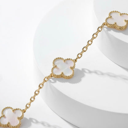 [Luxora]CLOVER 10 MOTIFS WHITE MOTHER OF PEARL NECKLACE