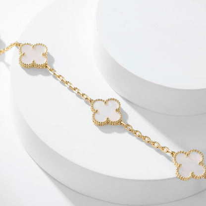 [Luxora]CLOVER 10 MOTIFS WHITE MOTHER OF PEARL NECKLACE