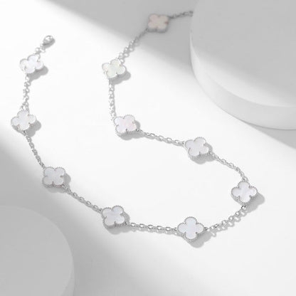 [Luxora]CLOVER 10 MOTIFS WHITE MOTHER OF PEARL NECKLACE