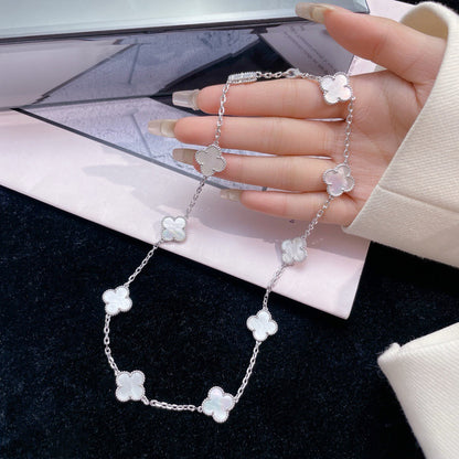 [Luxora]CLOVER 10 MOTIFS WHITE MOTHER OF PEARL NECKLACE