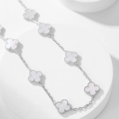 [Luxora]CLOVER 10 MOTIFS WHITE MOTHER OF PEARL NECKLACE