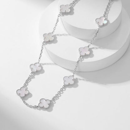 [Luxora]CLOVER 10 MOTIFS WHITE MOTHER OF PEARL NECKLACE