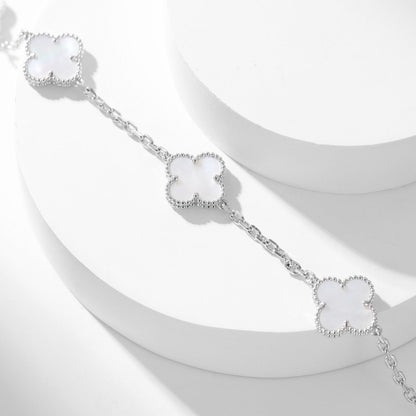 [Luxora]CLOVER 10 MOTIFS WHITE MOTHER OF PEARL NECKLACE