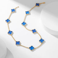 [Luxora]CLOVER 10 MOTIFS BLUE AGATE NECKLACE