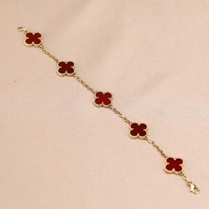 [Luxora] CLOVER 5 MOTIF RED CORNELIAN BRACELET COLLECTION