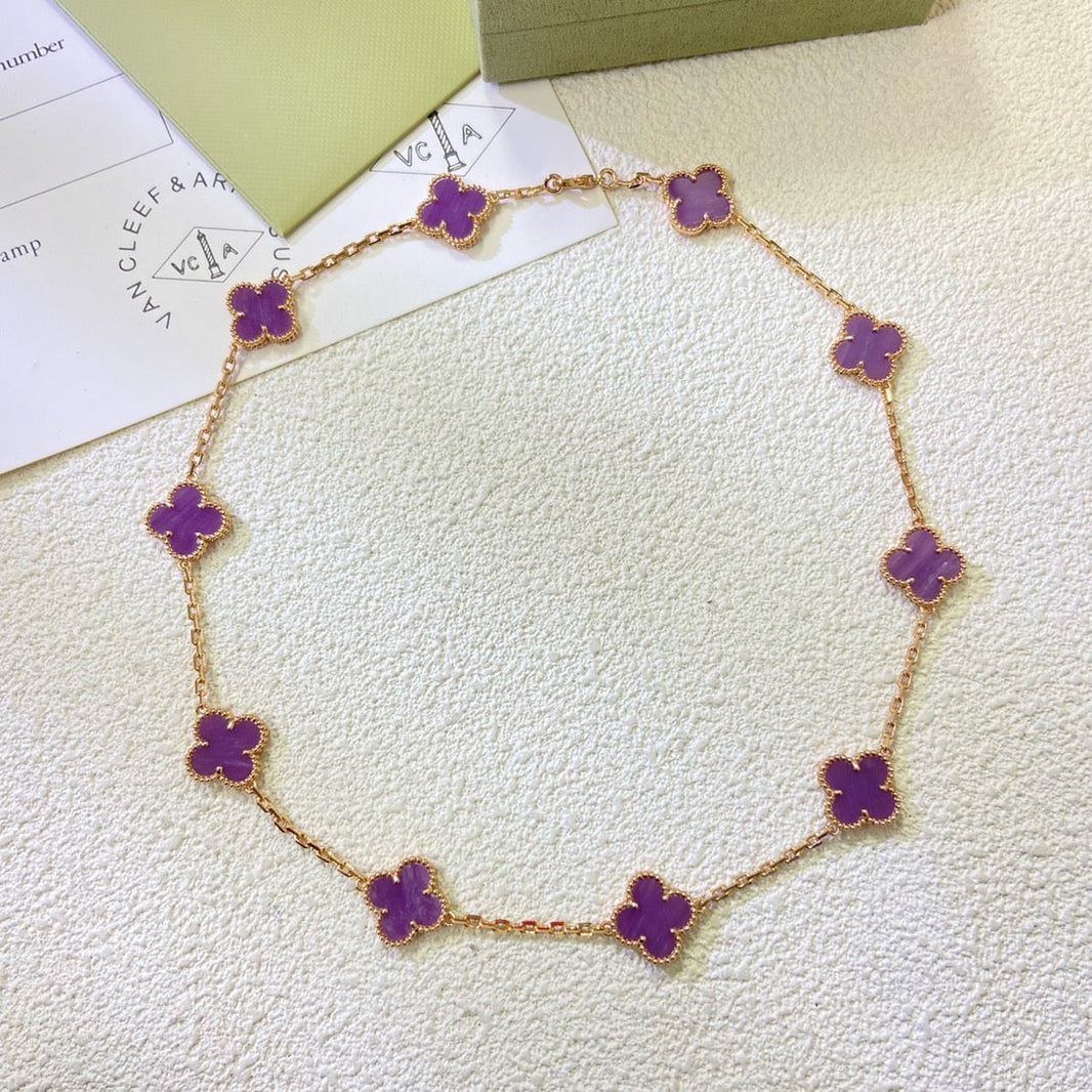 [Luxora]CLOVER 10 MOTIFS  PURPLE VIOLET  NECKLACE
