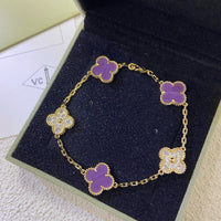 [Luxora]CLOVER  5 MOTIFS  PURPLE VIOLET DIAMOND BRACELET