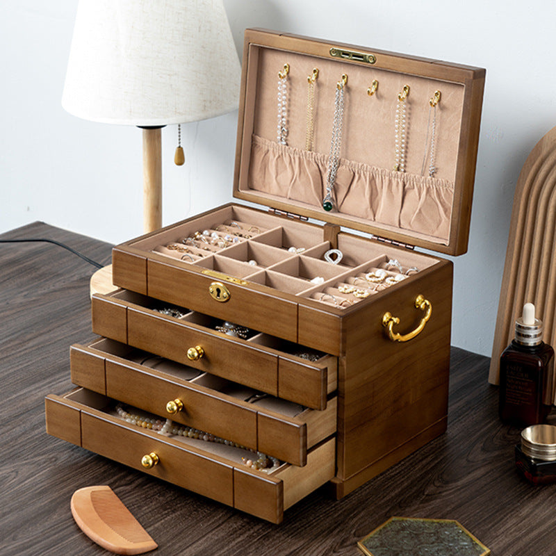 Schmuckkästchen im Retro-Stil aus Massivholz mit Schloss
