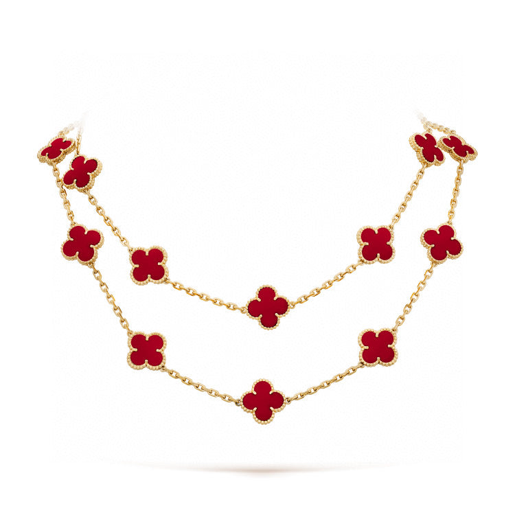 [Luxora]CLOVER 20 MOTIFS CARNELIAN NECKLACE