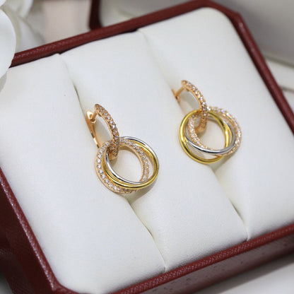[Luxora]TRINITY HALF DIAMOND  EARRINGS