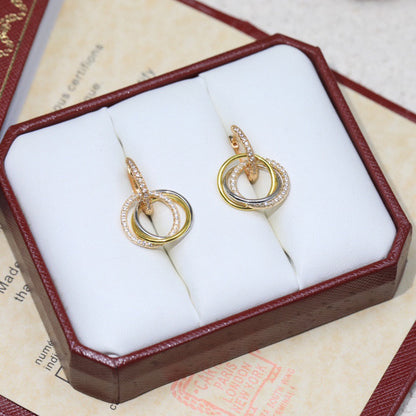 [Luxora]TRINITY HALF DIAMOND  EARRINGS