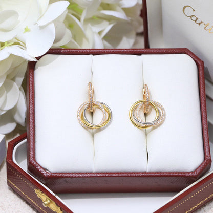 [Luxora]TRINITY HALF DIAMOND  EARRINGS