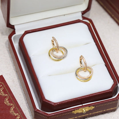 [Luxora]TRINITY HALF DIAMOND  EARRINGS