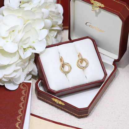 [Luxora]TRINITY HALF DIAMOND  EARRINGS
