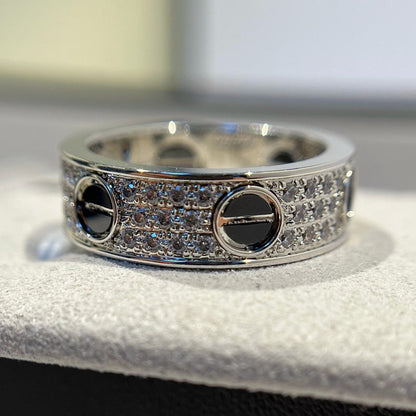 [Luxora]LOVE RING 5.5MM DIAMONDS PAVED CERAMIC