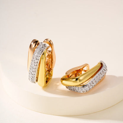 [Luxora]TRINITY HALF DIAMOND  CUSHION EARRINGS