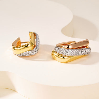 [Luxora]TRINITY HALF DIAMOND  CUSHION EARRINGS