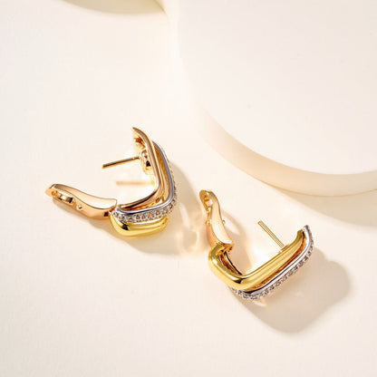 [Luxora]TRINITY HALF DIAMOND  CUSHION EARRINGS