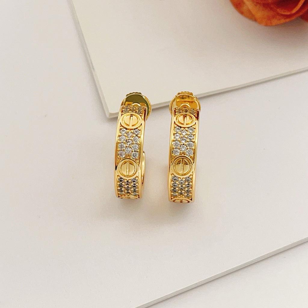 [Luxora]LOVE 5.5MM DIAMOND PAVED EARRINGS