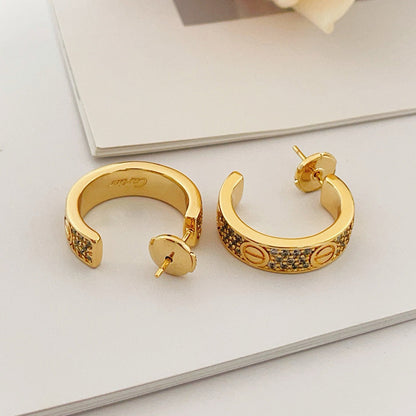 [Luxora]LOVE 5.5MM DIAMOND PAVED EARRINGS