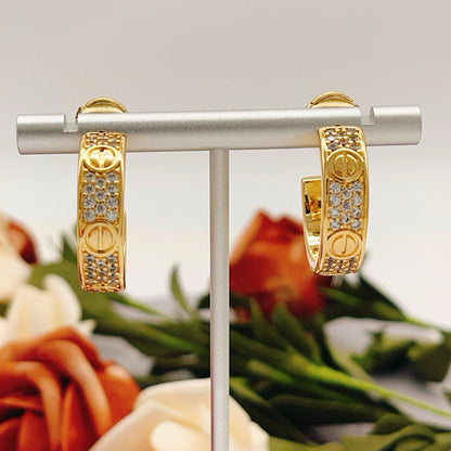 [Luxora]LOVE 5.5MM DIAMOND PAVED EARRINGS