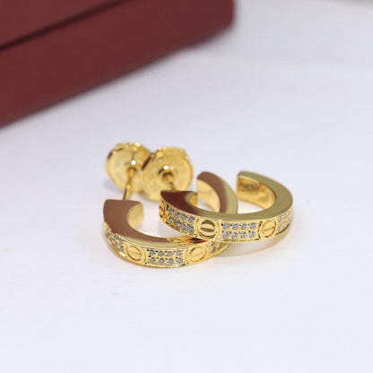 [Luxora]LOVE 5.5MM DIAMOND PAVED EARRINGS