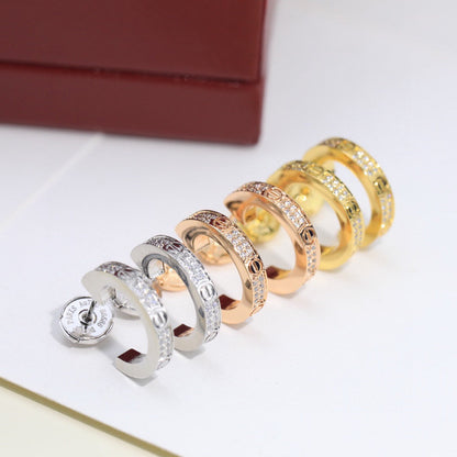 [Luxora]LOVE 5.5MM DIAMOND PAVED EARRINGS