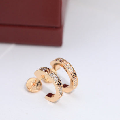 [Luxora]LOVE 5.5MM DIAMOND PAVED EARRINGS