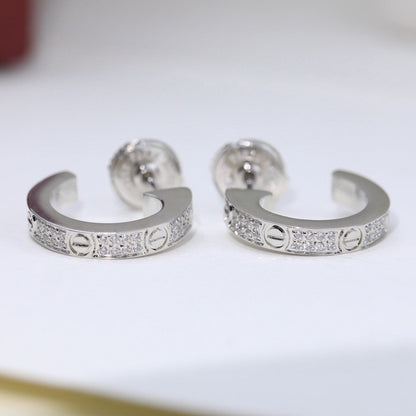 [Luxora]LOVE 5.5MM DIAMOND PAVED EARRINGS