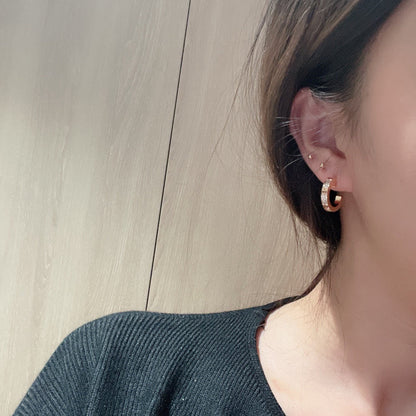 [Luxora]LOVE 5.5MM DIAMOND PAVED EARRINGS