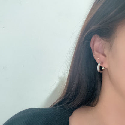 [Luxora]LOVE 5.5MM DIAMOND PAVED EARRINGS