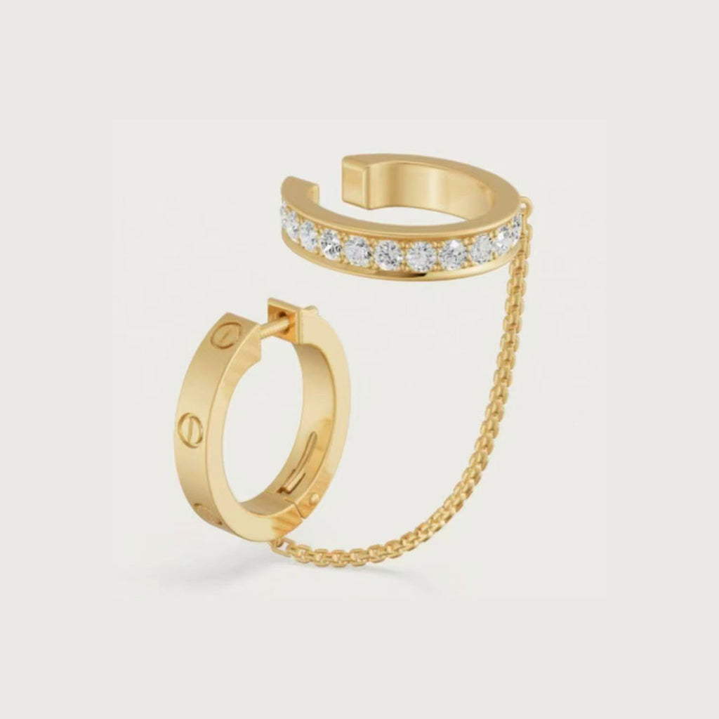 [Luxora]LOVE 3.0MM HALF DIAMOND EARRINGS