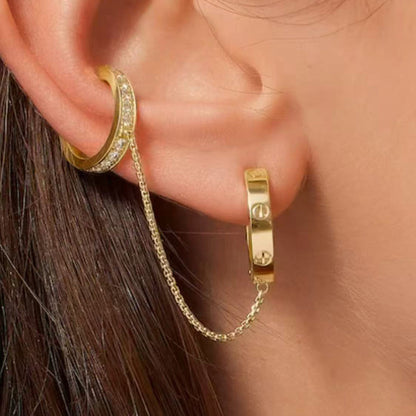 [Luxora]LOVE 3.0MM HALF DIAMOND EARRINGS