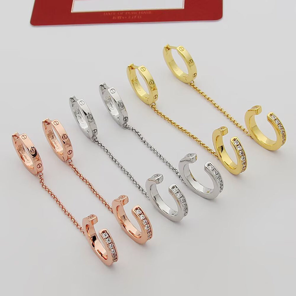 [Luxora]LOVE 3.0MM HALF DIAMOND EARRINGS