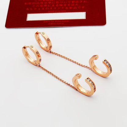 [Luxora]LOVE 3.0MM HALF DIAMOND EARRINGS