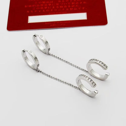 [Luxora]LOVE 3.0MM HALF DIAMOND EARRINGS
