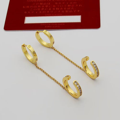 [Luxora]LOVE 3.0MM HALF DIAMOND EARRINGS