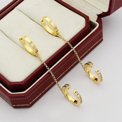 [Luxora]LOVE 3.0MM HALF DIAMOND EARRINGS