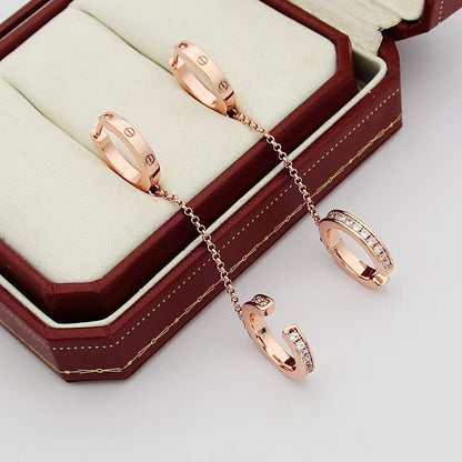 [Luxora]LOVE 3.0MM HALF DIAMOND EARRINGS