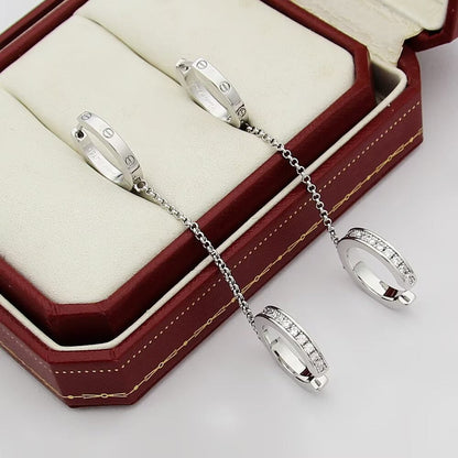 [Luxora]LOVE 3.0MM HALF DIAMOND EARRINGS