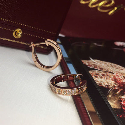 [Luxora]LOVE 5.5MM DIAMOND PAVED EARRINGS