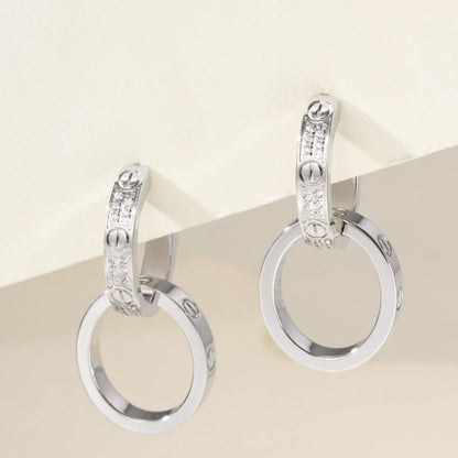 [Luxora]LOVE 3.3MM DANGLE HALF DIAMOND EARRINGS