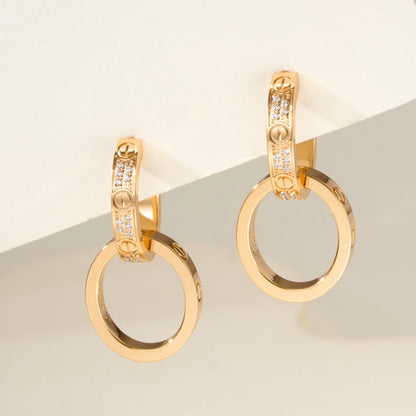 [Luxora]LOVE 3.3MM DANGLE HALF DIAMOND EARRINGS