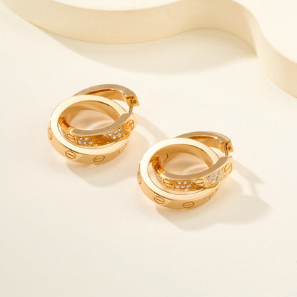 [Luxora]LOVE 3.3MM DANGLE HALF DIAMOND EARRINGS