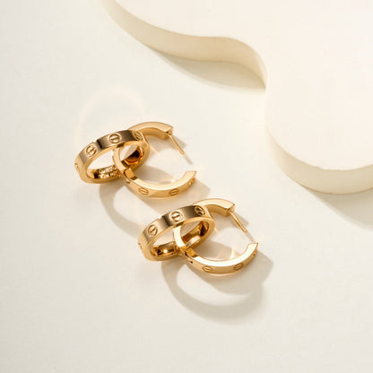 [Luxora]LOVE 3.3MM DANGLE HALF DIAMOND EARRINGS