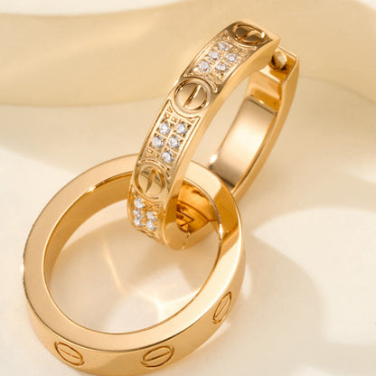 [Luxora]LOVE 3.3MM DANGLE HALF DIAMOND EARRINGS