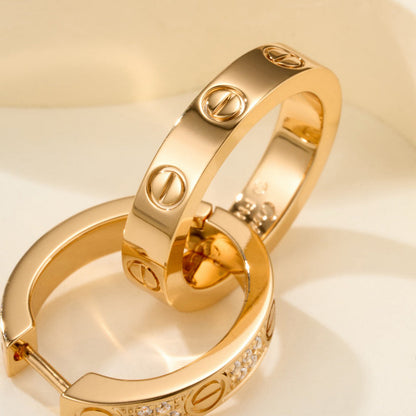 [Luxora]LOVE 3.3MM DANGLE HALF DIAMOND EARRINGS